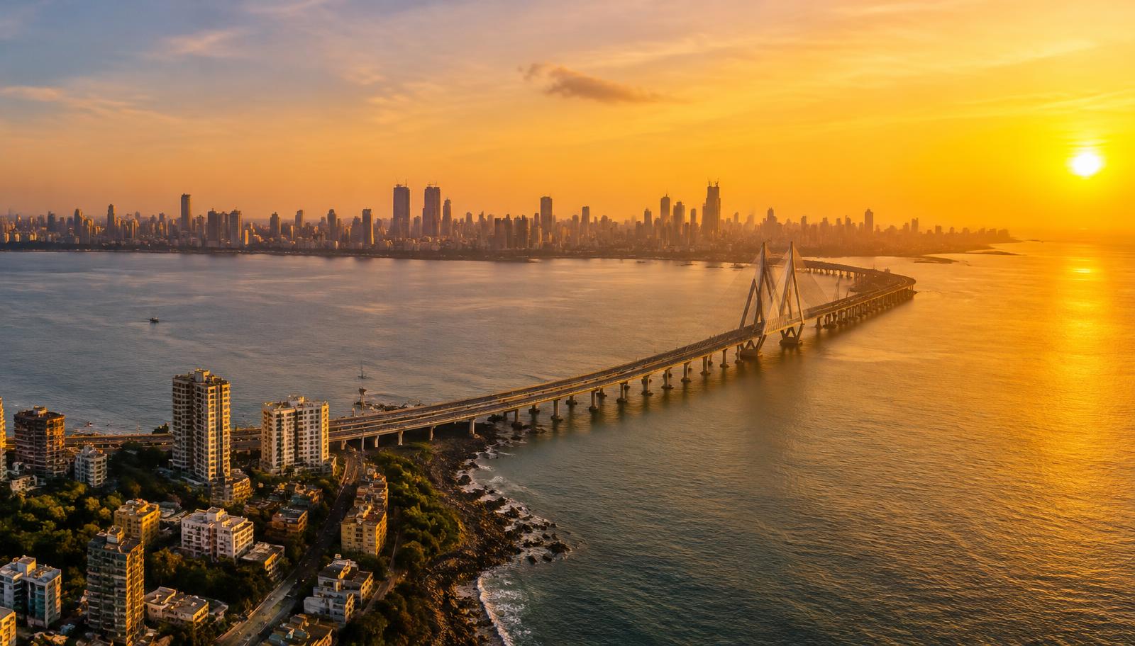 Mumbai skyline with the Bandra-Worli Sea Link